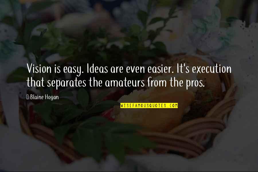 Ideas And Execution Quotes By Blaine Hogan: Vision is easy. Ideas are even easier. It's