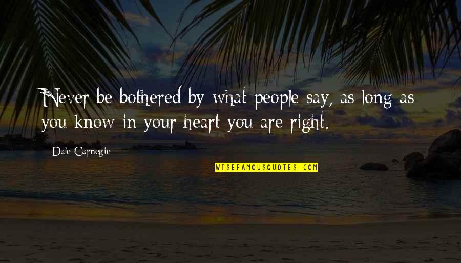 Ideas That Fly Forever Quotes By Dale Carnegie: Never be bothered by what people say, as