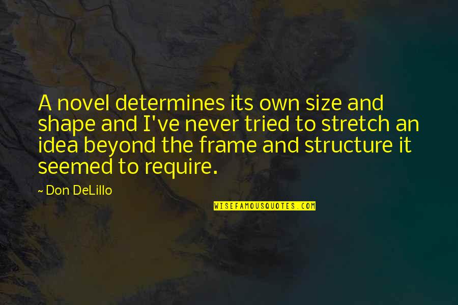 Ideas To Frame Quotes By Don DeLillo: A novel determines its own size and shape