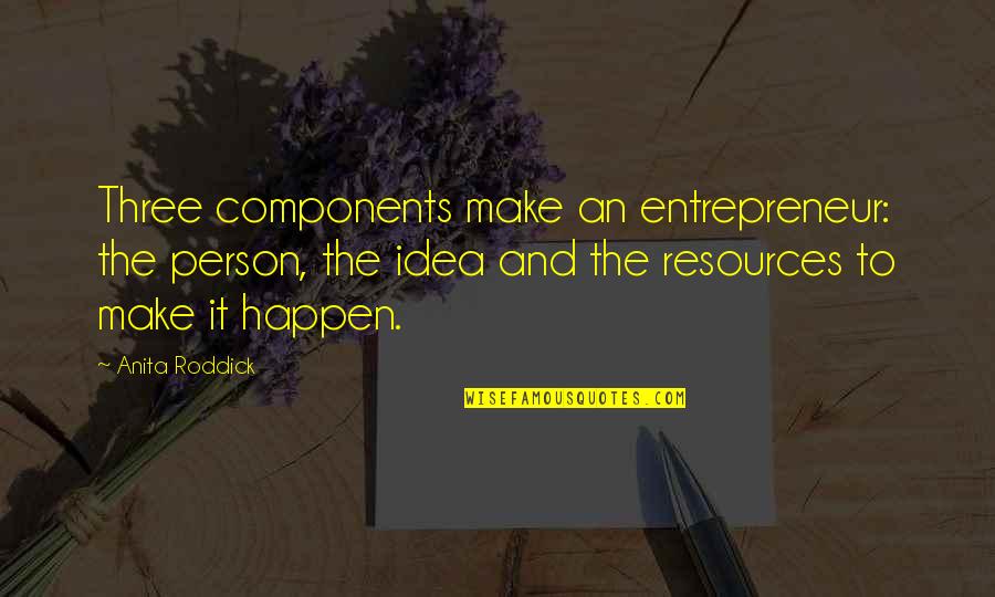 Ideas To Make Quotes By Anita Roddick: Three components make an entrepreneur: the person, the