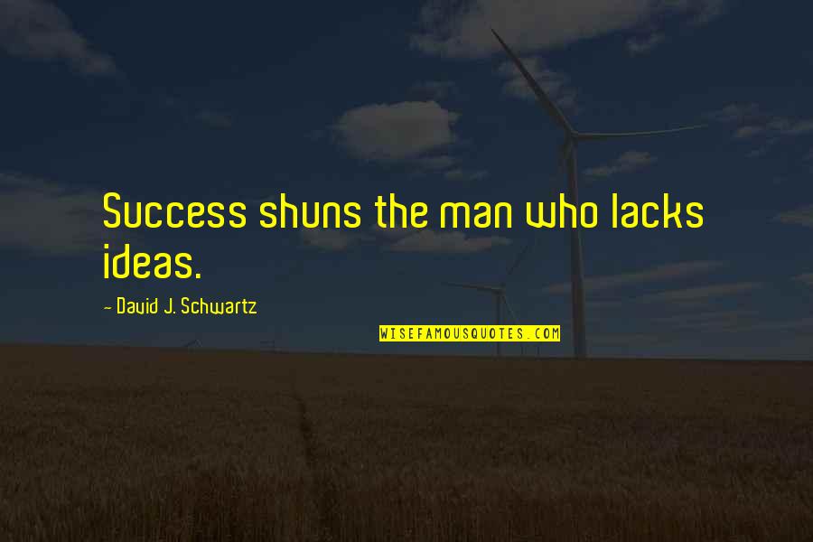 Ideas Vs Action Quotes By David J. Schwartz: Success shuns the man who lacks ideas.