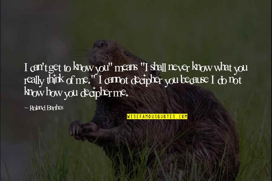 Idelson Tel Quotes By Roland Barthes: I can't get to know you" means "I Idelson Tel Quotes By Roland Barthes: I can't get to know you" means "I