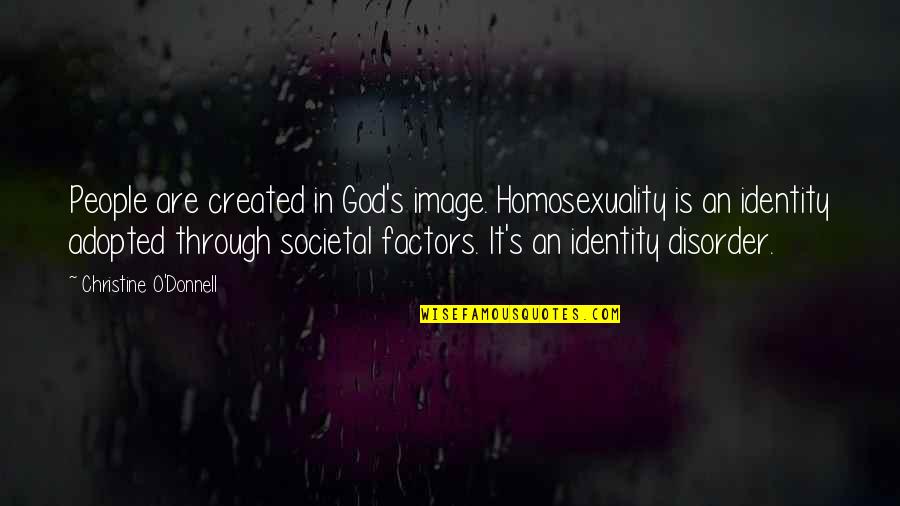 Identity In People Quotes By Christine O'Donnell: People are created in God's image. Homosexuality is