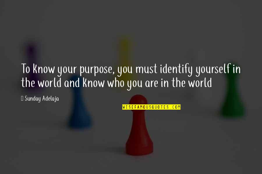 Identity In People Quotes By Sunday Adelaja: To know your purpose, you must identify yourself