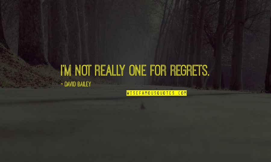 Idiot Boy Quotes By David Bailey: I'm not really one for regrets. Idiot Boy Quotes By David Bailey: I'm not really one for regrets.