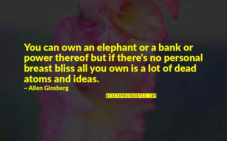 Idolater Synonym Quotes By Allen Ginsberg: You can own an elephant or a bank Idolater Synonym Quotes By Allen Ginsberg: You can own an elephant or a bank