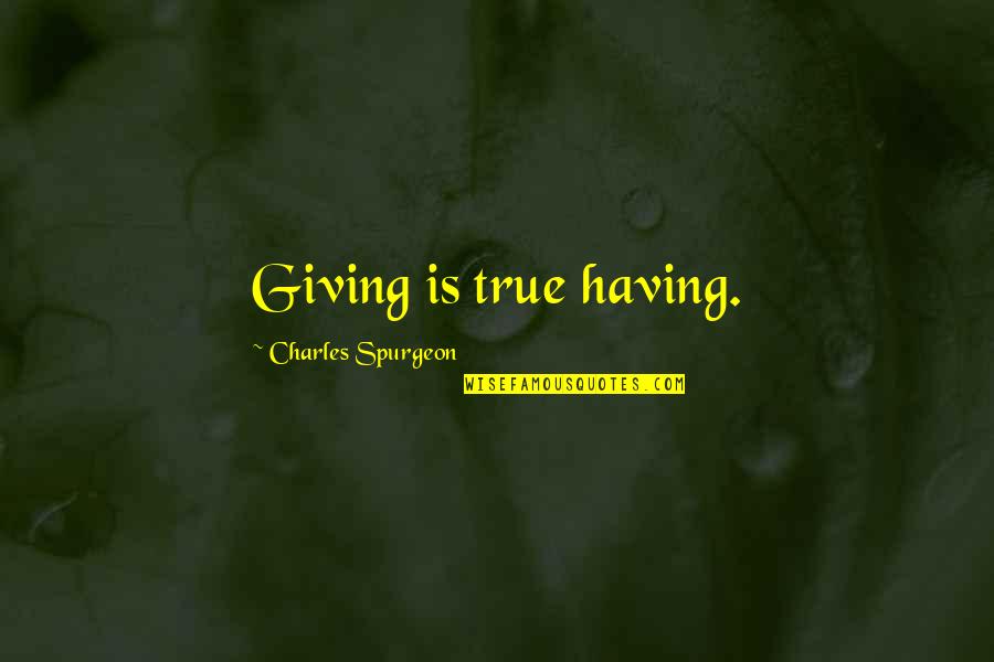 Idolism Quotes By Charles Spurgeon: Giving is true having.