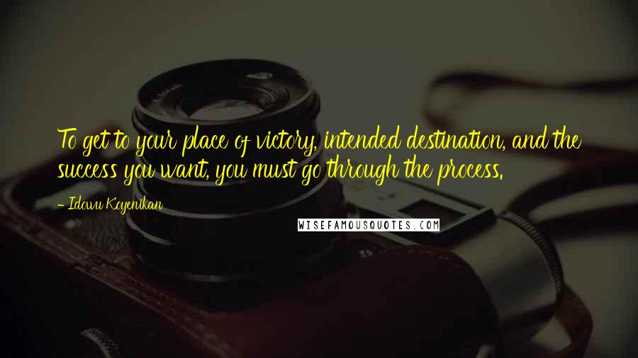 Idowu Koyenikan quotes: To get to your place of victory, intended destination, and the success you want, you must go through the process.