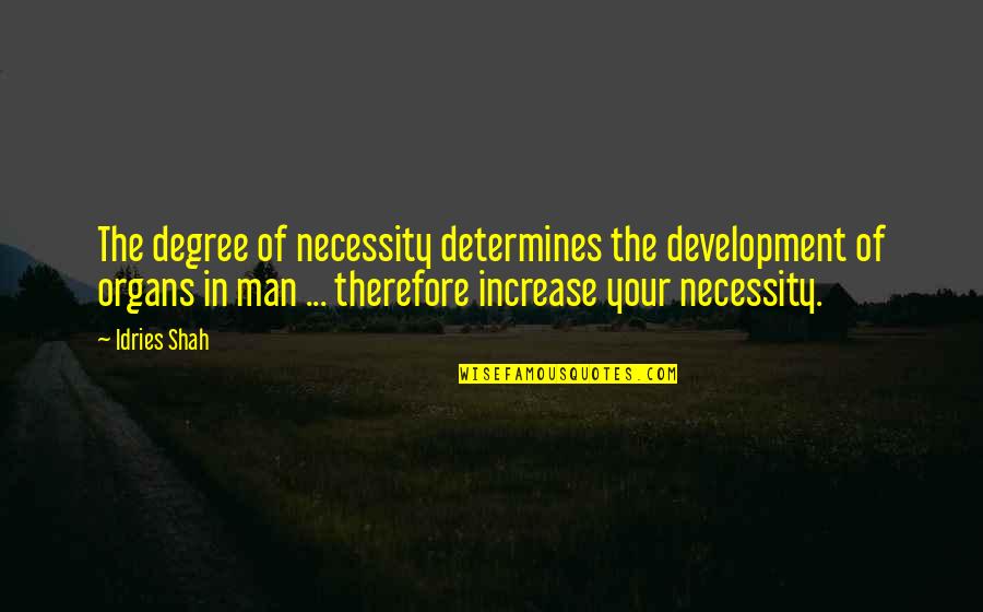 Idries Quotes By Idries Shah: The degree of necessity determines the development of