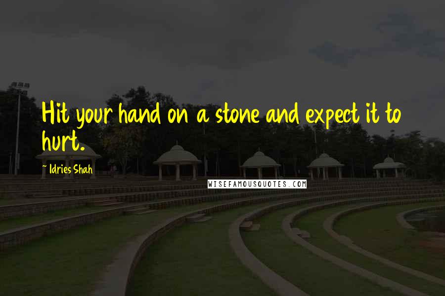 Idries Shah quotes: Hit your hand on a stone and expect it to hurt.