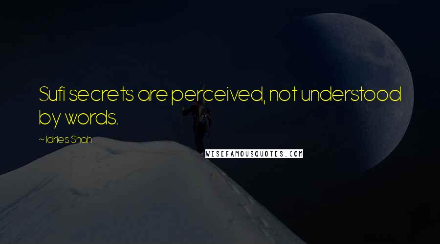 Idries Shah quotes: Sufi secrets are perceived, not understood by words.