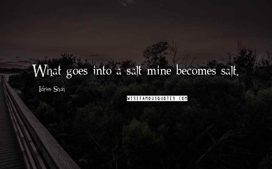 Idries Shah quotes: What goes into a salt-mine becomes salt.