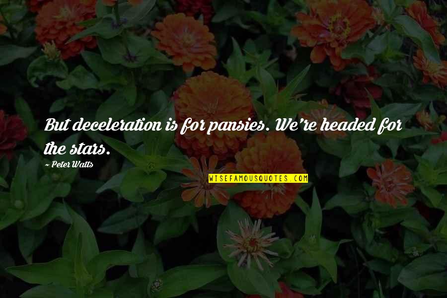 Idtv Quotes By Peter Watts: But deceleration is for pansies. We're headed for