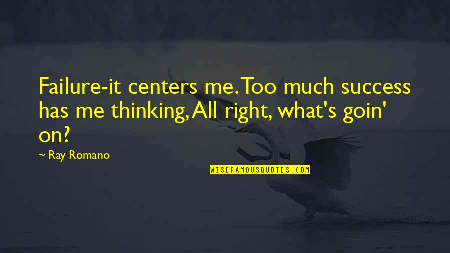 Idylling Quotes By Ray Romano: Failure-it centers me. Too much success has me