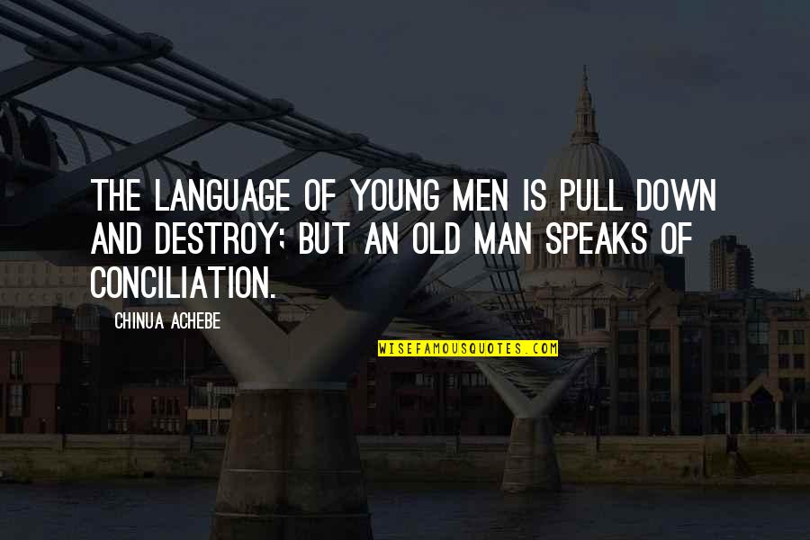 Iegamar Quotes By Chinua Achebe: The language of young men is pull down