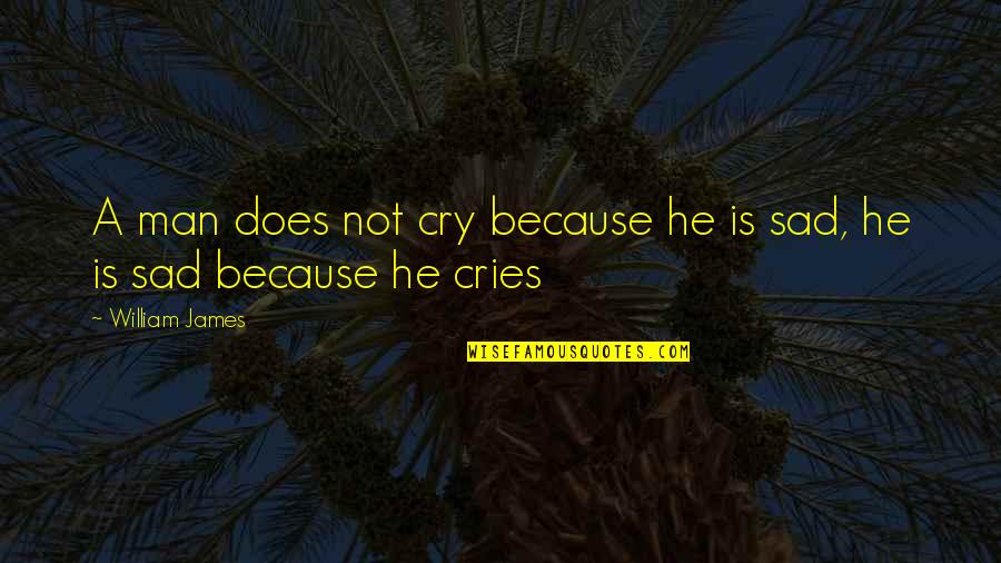 If A Man Cries Quotes By William James: A man does not cry because he is