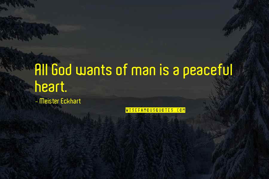 If A Man Wants U Quotes By Meister Eckhart: All God wants of man is a peaceful