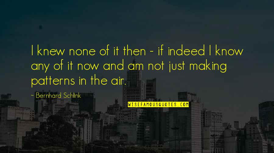 If And Then Quotes By Bernhard Schlink: I knew none of it then - if