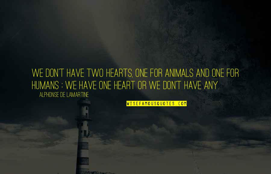If Hes Stupid Enough To Walk Away Quotes By Alphonse De Lamartine: We don't have two hearts, one for animals