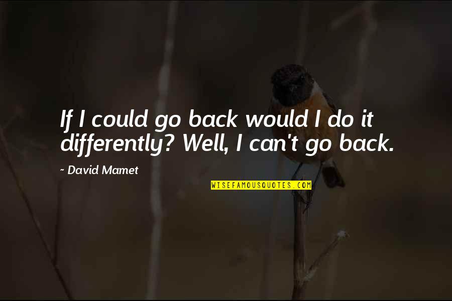 If I Could Go Back Quotes By David Mamet: If I could go back would I do