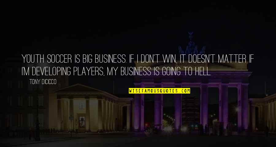 If I Going To Hell Quotes By Tony DiCicco: Youth soccer is big business. If I don't