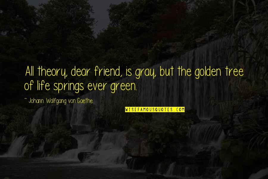 If I Have Seen Further Quote Quotes By Johann Wolfgang Von Goethe: All theory, dear friend, is gray, but the
