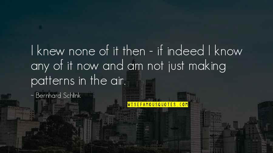 If I Knew Then Quotes By Bernhard Schlink: I knew none of it then - if