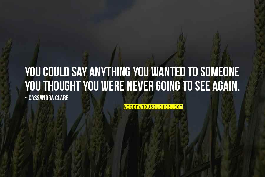 If I Never See You Again Quotes By Cassandra Clare: You could say anything you wanted to someone