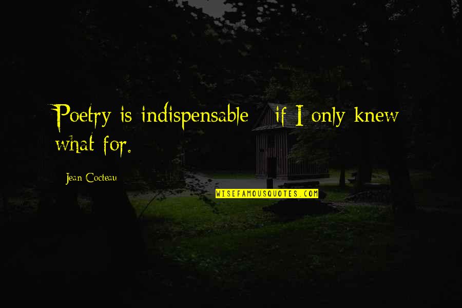 If I Only Knew Quotes By Jean Cocteau: Poetry is indispensable - if I only knew