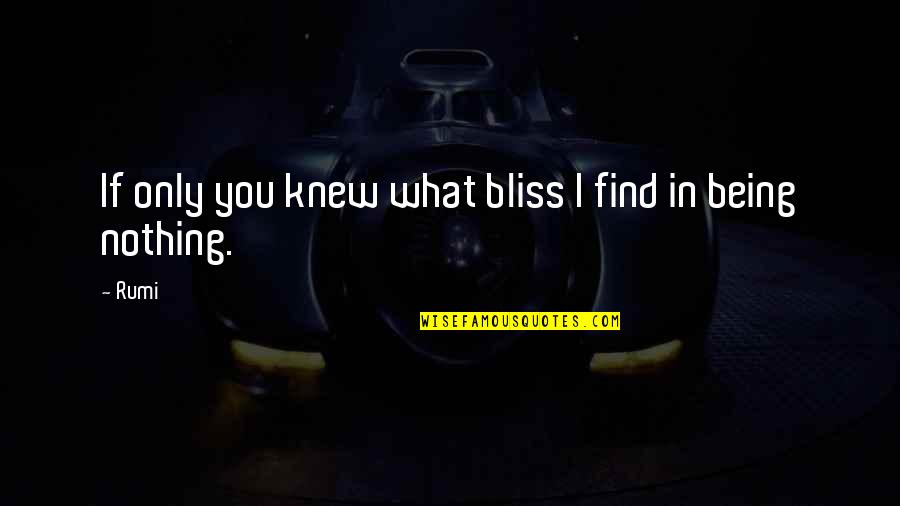 If I Only Knew Quotes By Rumi: If only you knew what bliss I find