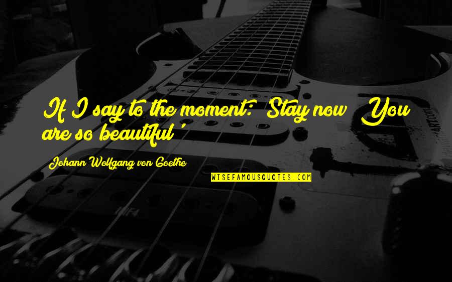 If I Stay Quotes By Johann Wolfgang Von Goethe: If I say to the moment: 'Stay now!