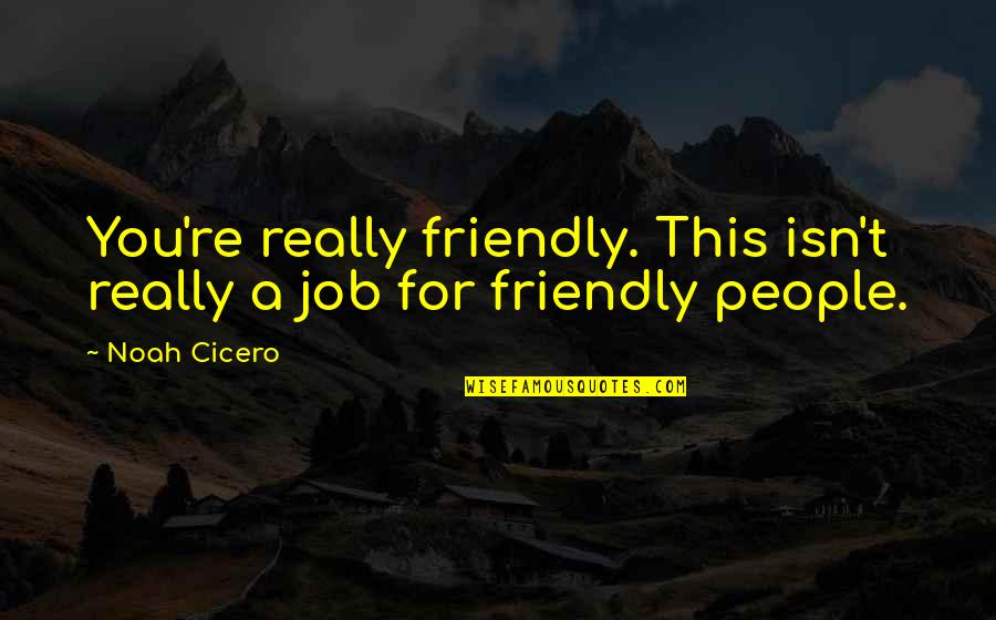 If I Value Your Opinion Quotes By Noah Cicero: You're really friendly. This isn't really a job