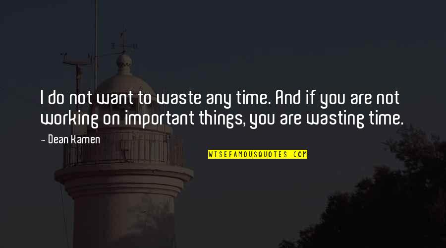 If I'm Not Important To You Quotes By Dean Kamen: I do not want to waste any time.