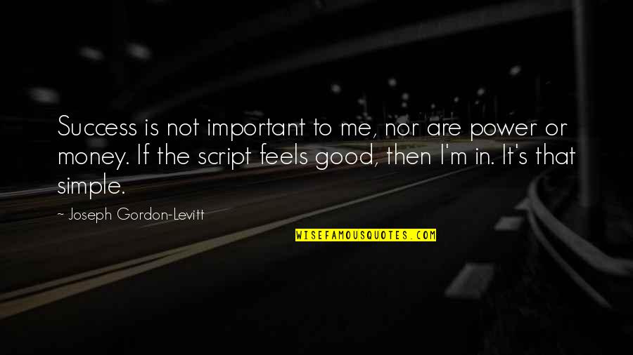 If It Feels Good Quotes By Joseph Gordon-Levitt: Success is not important to me, nor are