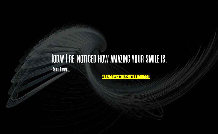If It Makes You Smile Quotes By Andre Bramble: Today I re-noticed how amazing your smile is.
