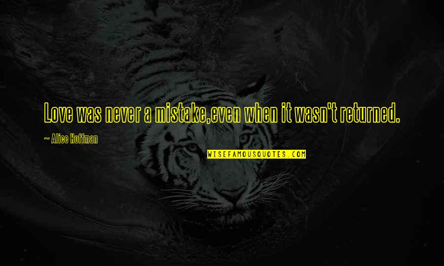 If It Wasn't For You Love Quotes By Alice Hoffman: Love was never a mistake,even when it wasn't