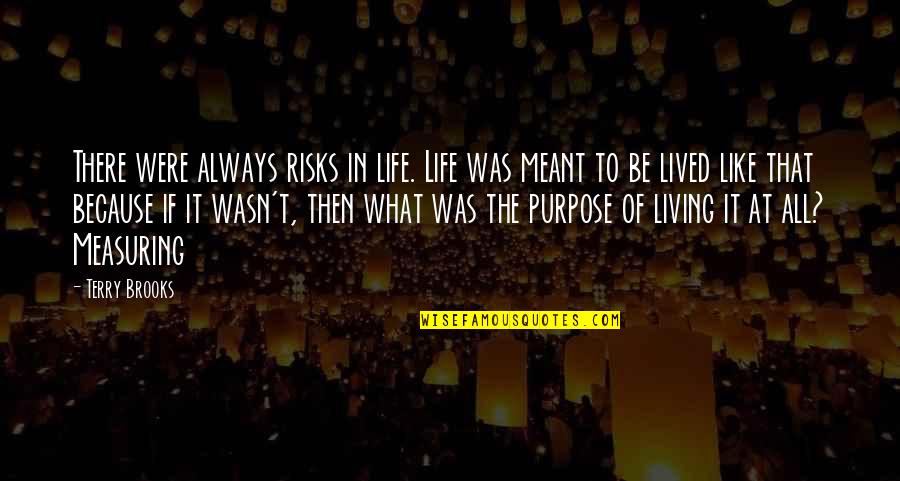 If It Wasn't Meant To Be Quotes By Terry Brooks: There were always risks in life. Life was