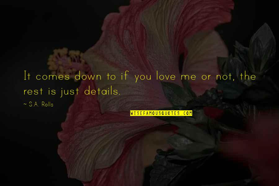 If It's Not You Quotes By S.A. Rolls: It comes down to if you love me