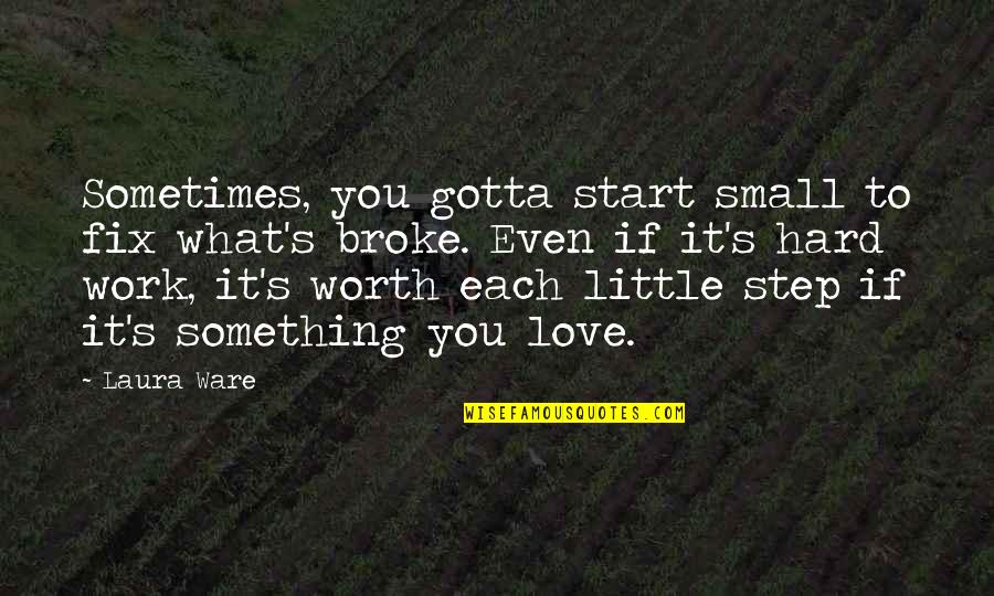 If It's Worth It Love Quotes By Laura Ware: Sometimes, you gotta start small to fix what's