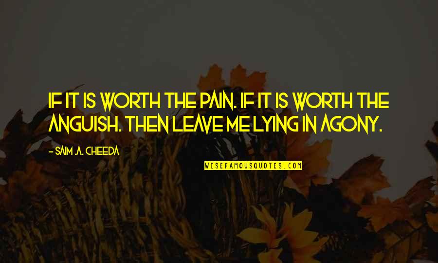 If It's Worth It Love Quotes By Saim .A. Cheeda: If it is worth the pain. If it