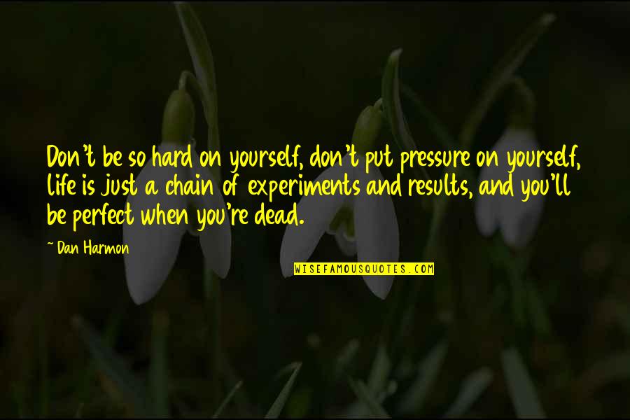 If Life Were Perfect Quotes By Dan Harmon: Don't be so hard on yourself, don't put