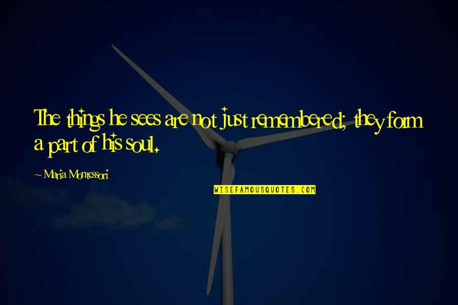 If Man Were Meant To Fly Quotes By Maria Montessori: The things he sees are not just remembered;