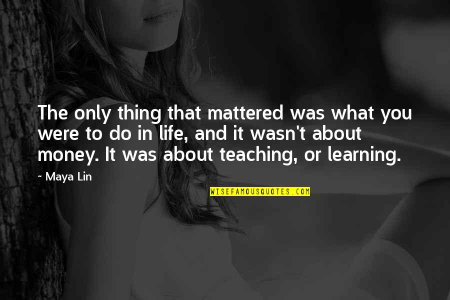 If Money Mattered Quotes By Maya Lin: The only thing that mattered was what you