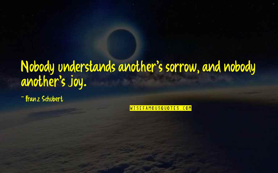 If Nobody Understands You Quotes By Franz Schubert: Nobody understands another's sorrow, and nobody another's joy.