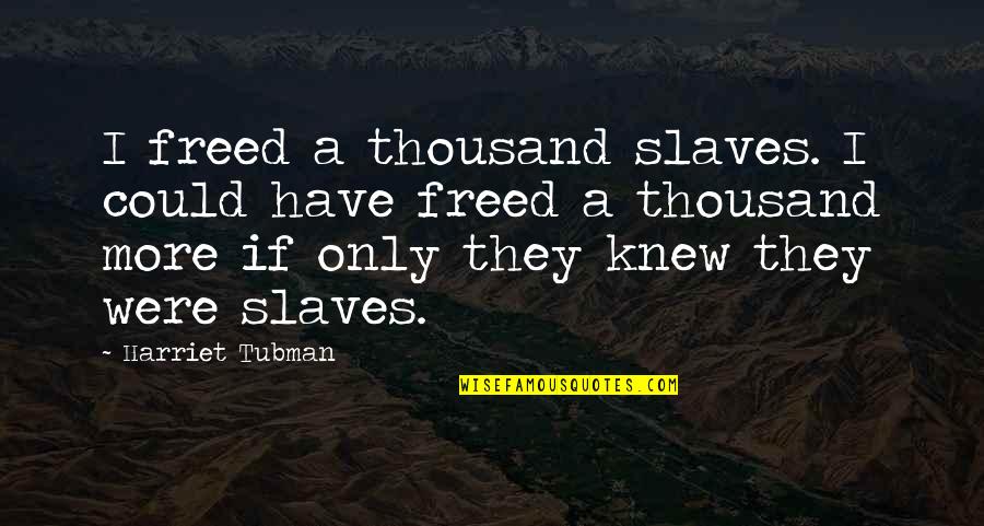 If Only I Knew Quotes By Harriet Tubman: I freed a thousand slaves. I could have