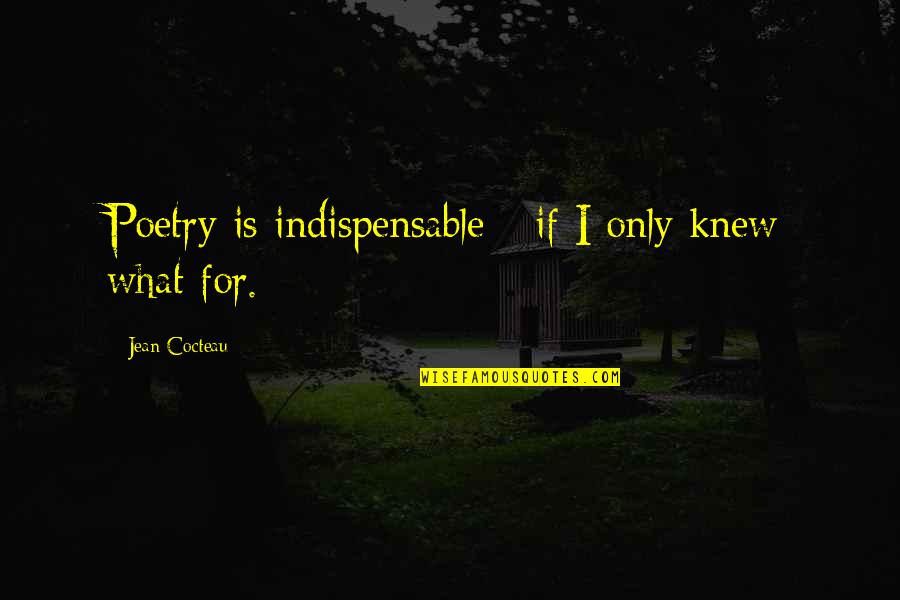 If Only I Knew Quotes By Jean Cocteau: Poetry is indispensable - if I only knew