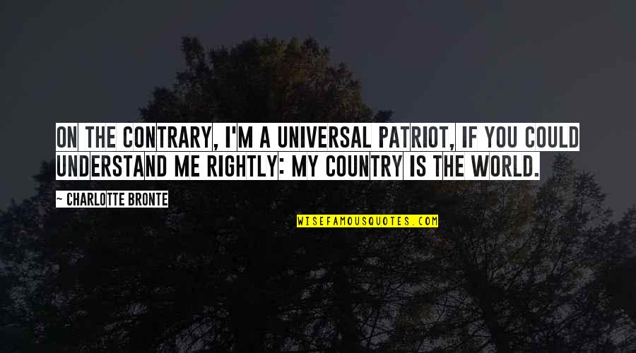 If Only You Could Understand Me Quotes By Charlotte Bronte: On the contrary, I'm a universal patriot, if