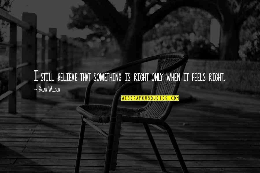 If Something Feels Right Quotes By Brian Wilson: I still believe that something is right only