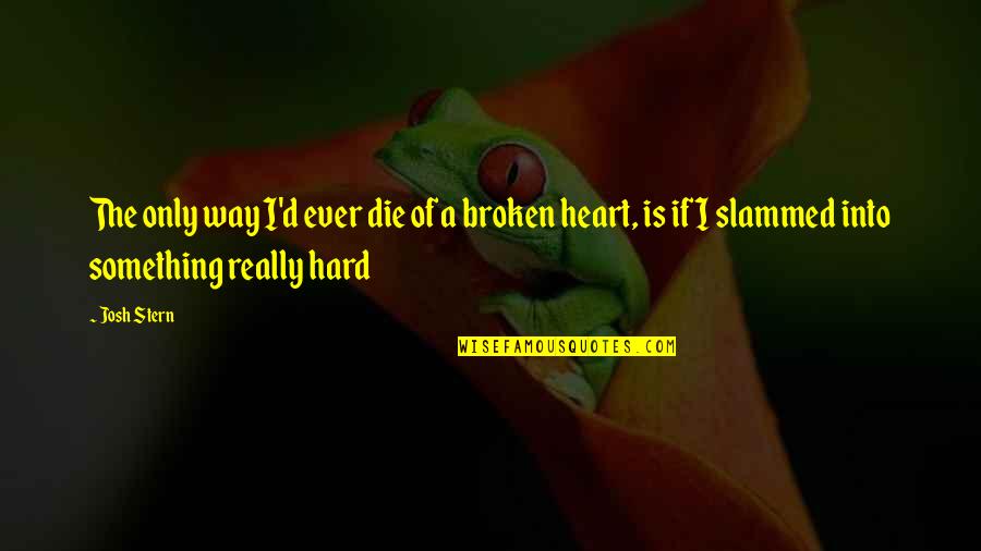 If Something Is Broken Quotes By Josh Stern: The only way I'd ever die of a If Something Is Broken Quotes By Josh Stern: The only way I'd ever die of a