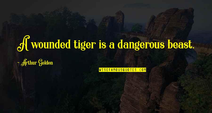 If Tears Could Build A Stairway Quote Quotes By Arthur Golden: A wounded tiger is a dangerous beast.